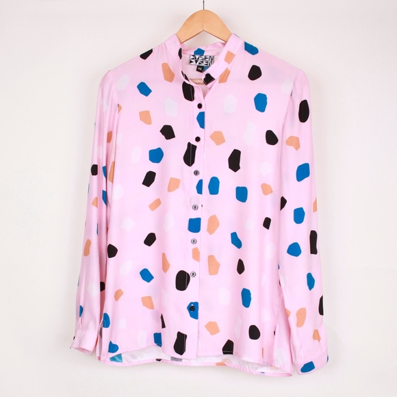 Dusen Dusen Pink Rocks Banded Button Down L/S Top - Picture 4 of 8